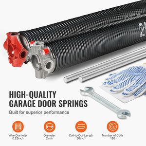 Molle a torsione per porte da garage ad alta resistenza (0,25 x 2 x 30 pollici) con barre di avvolgimento antiscivolo e superficie rifinita - Product Image 2