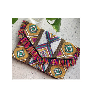 Top Quality Handmade Mirrorwork Embroidery Jute <b>Coin</b> Clutch <b>Bag</b> with Beading Decoration - Product Image 6