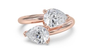 Bague à deux pierres en diamant poire 0,40 ct, diamant de laboratoire en platine jaune, blanc, rose - Product Image 3