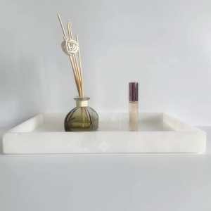 Plateau de rangement rectangulaire moderne en marbre naturel – Organisateur décoratif élégant pour la maison et la coiffeuse - Product Image 6