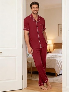 Women <b>Pajama</b> Set V Neck Short Sleeve Loungewear Two Piece Sleepwear Bamboo Blend Lounge Outfit - Product Image 3