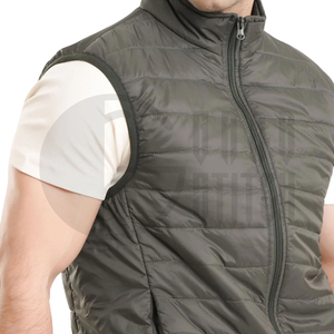 Chaleco Acolchado Ligero Personalizado para Hombre, Chaqueta sin Mangas con Cuello Alto para Otoño, Calentador Corporal con Cremallera, Fabricante OEM ODM para Exteriores - Product Image 3