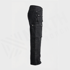 Pantalones Vaqueros Cargo de Cintura Alta para Hombre, Corte Holgado, Estilo Utilitario Desgastado, Pierna Recta de Algodón, Pantalones de Otoño - Product Image 3