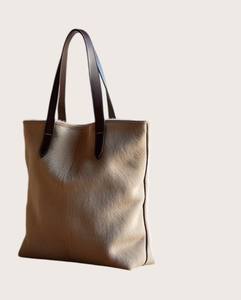 Bolso Tote de Cuero Genuino Vintage Hecho a Mano con Asa Superior y Cierre de Cremallera, Color Sólido, Uso Diario para Mujer LTB-0489 - Product Image 1