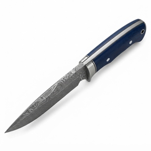 Couteau de chasse artisanal en acier Damas, lame en acier à motifs forgée à la main, manche en bois confortable, couteau utilitaire professionnel pour l'extérieur - Product Image 2