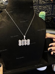 Custom Silver Letter Pendant Necklace <b>Iced</b> <b>Out</b> Rhinestone Hip Hop Statement Pendant Unisex Everyday Wear - Product Image 3
