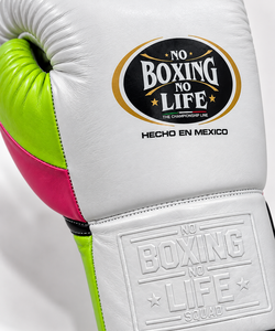 No Boxing No Life Guantes de Boxeo de Cuero con Cordones Blanco Rosa Verde Unisex Equipo de Entrenamiento Hecho en México - Product Image 6