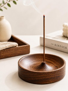 Porte-encens rond en bois, support pour bâtonnets d'encens aromatiques, design durable en bois naturel - Product Image 5