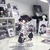 Support en acrylique personnalisé pour figurine de chat-garçon aile d'ange anime, transparent, pour collection de personnages de dessins animés, affichage d'art et d'objets de collection, usine OEM