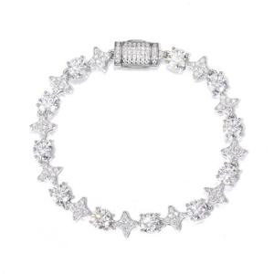 Gold Plated <b>Freshwater</b> <b>Pearl</b> Moissanite Chain <b>Bracelet</b> Marquise Cut Micro Pave Hiphop Style Men's Jewelry Gift Everyday Wear - Product Image 5