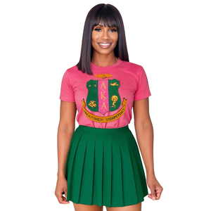 เสื้อยืด AKA Shield Chenille ปักลายตราสัญลักษณ์กรีก ผ้าฝ้ายพรีเมียม เสื้อผ้าลำลองสำหรับชมรม - Product Image 1