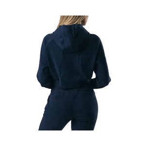 Sudadera Corta de Algodón para Mujer con Capucha, Logotipo Personalizado, Transpirable, con Cremallera, Tallas Grandes, Diseño OEM, Material de Seda, Top Ventas - Product Image 2