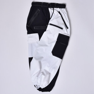 Pantalon de neige à blocs de couleurs blanc et noir personnalisé avec poches cargo pantalon de ski imperméable coupe-vent et isolé avec logo OEM - Product Image 1