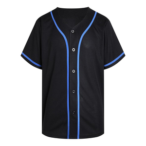 Custom Men Black <b>Baseball</b> Jersey With Royal Blue Piping Breathable Mesh Sportswear For Team Training And Casual Wear - Product Image 1