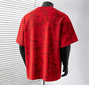 T-shirt surdimensionné pour homme à imprimé marbré noir, service de personnalisation de motifs, mode streetwear, vêtements hip-hop, matière douce et respirante - Product Image 2