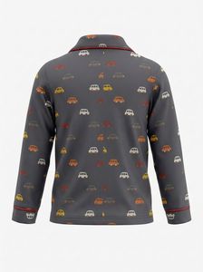 Pijamas de algodón con estampado de coches para bebés, manga larga, cuello vuelto, cierre de botones, ropa de otoño para bebés y niños pequeños - Product Image 2