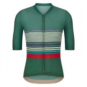 เสื้อปั่นจักรยานผู้ชายสีน้ำเงิน แขนสั้น ลายทาง ระบายอากาศได้ดี มีซิปด้านหน้า ชุดกีฬา - Product Image 2