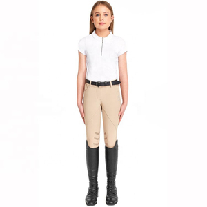 Culotte d'équitation pour femme, taille haute, coupe ajustée, couleur unie, fermeture à boucle, respirante, en similicuir, pour l'entraînement - Product Image 4