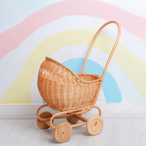 Poussettes pour poupées, poussettes en rotin, chariots écologiques à tirer, poussettes à pousser - Product Image 1