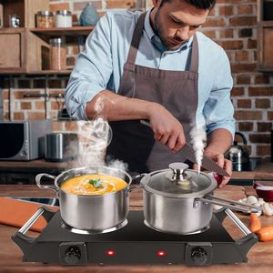 Portable 2000W <b>Electric</b> Dual <b>Burner</b> Hot Plate Stove RV Countertop Hotplate with 5 Temperature Adjustments - Product Image 3
