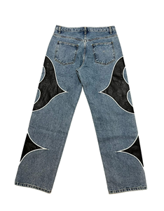 Nueva Moda Casual de Invierno y Otoño, Pantalones Vaqueros Rectos de Mezclilla para Hombre, Personalizables, Color Sólido/Estampado, Algodón de Secado Rápido - Product Image 2