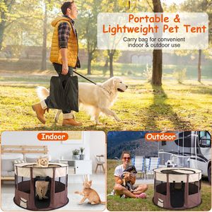 Parc de jeu pliable et portable pour chiens, tente-cage imperméable pour animaux de compagnie, utilisable en intérieur/extérieur, avec couvercle supérieur amovible et sac de transport pour le voyage - Product Image 5