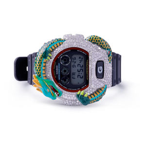 Impresionantes Relojes de Diamantes Moissanite Únicos, Semi-Engastados y con Correa de Goma Negra, Caja Redonda Artística para la Moda - Product Image 1