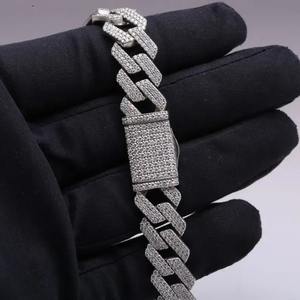 Nueva Cadena Cubana de Plata de Ley, Estilo Hip Hop, con Incrustaciones de Moissanita VVS, Chapada en Oro de 14k, Diamantes VVS, Joyería Unisex de Alta Calidad - Product Image 4
