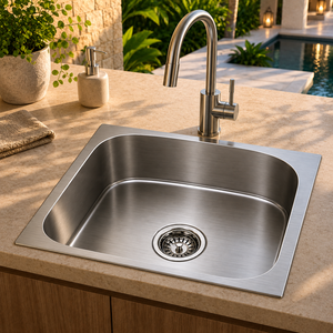 Brushed Stainless Steel <b>Kitchen</b> <b>Sink</b> 304 Grade Single Bowl Countertop Basin Trending - Product Image 2