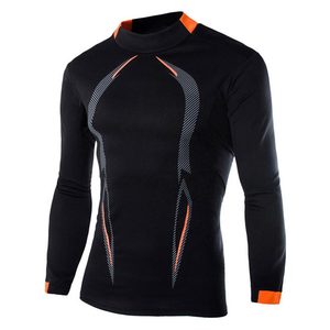 Pull en molleton à col zippé pour homme, chemise thermique de compression, sweat-shirt léger de course, polos à manches longues, vente en gros OEM - Product Image 4