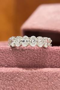 Lab Grown Oval Cut Diamond Half Eternity Band Unique Ring For Women's 10k Yellow Gold Wedding Promise Charms For <b>Girlfriends</b> - Product Image 2