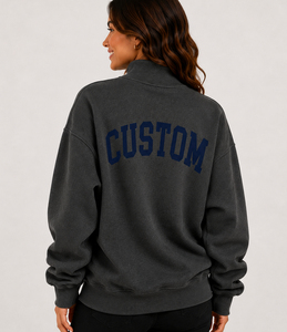 Manufacture Custom <b>Mock</b> <b>Neck</b> Sweatshirt Breathable Pullover Oversized 420gsm Cotton Polyester Blend Mockneck For Girls - Product Image 2