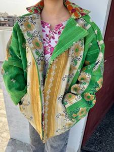 Vintage <b>Kantha</b> Wholesale Stylish <b>Jackets</b> Handmade Patchwork Floral Pattern V-neck Cotton Quilted <b>Jackets</b> | Custom Designs - Product Image 5