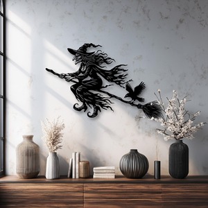 Arte Metálico de Pared con Diseño de Bruja, Decoración Colgante Elegante para Halloween, Adecuada para la Entrada del Hogar y Decoración de Paredes, de la India - Product Image 5