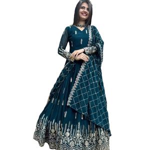 Vestido Anarkali de Mujer con Bordado Intenso en Faux Georgette, Diseño de Última Moda, para Fiestas y Festivales, de Fab Zone, Alta Calidad, Disponible en Stock - Product Image 1