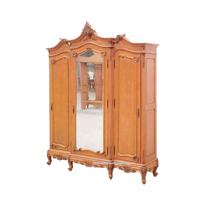 Armoire à trois portes en acajou massif Grand miroir suspendu Design durable pour chambre à coucher française Meubles de maison DIY Appartement - Product Image 4