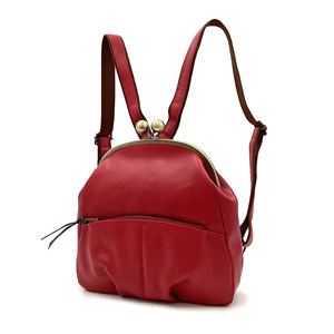Vintage-Inspired Genuine Leather Clasp Frame <b>Backpack</b> Handmade in Japan Medium Capacity Casual Wear - Product Image 2