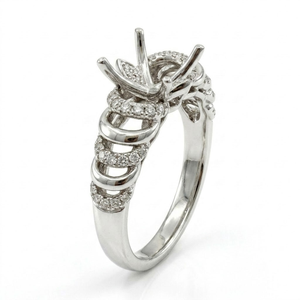 Anillo de Compromiso Semimontado de Oro Blanco de 18K con Diamantes Naturales Entrelazados y Banda Calada de 0.50ct con Corte Brillante para Mujer - Product Image 1