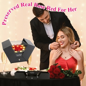 Conservato rosso vera rosa collana cuore 1 pezzo d'oro fiori eterni regalo per le donne mamma moglie fidanzata nonna san valentino - Product Image 2