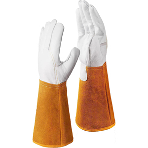 Gants de soudure en cuir de vachette, résistants à la chaleur et au feu, respirants, longueur coude, pour four, grill, cheminée, vente en gros - Product Image 4