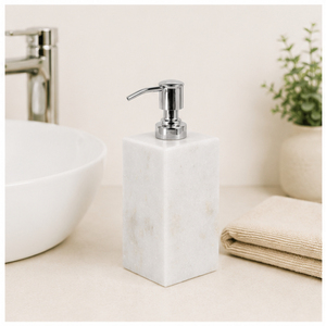Distributeur de savon en marbre blanc naturel de luxe, flacon de lotion rechargeable fait main avec pompe en acier inoxydable pour hôtel et salle de bain - Product Image 2