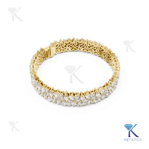 Luxury Bridal Diamond Statement Bracelet Multi Row Pear Marquise Cluster <b>Bangle</b> 14K 18K <b>Solid</b> <b>Gold</b> Women Fine Jewelry Wholesale - Product Image 4