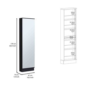 Charlotte XL scarpiera con armadio a porta singola e cinque ripiani interni Display a specchio - Product Image 4
