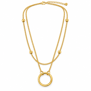 Collar con Colgante Circular de Doble Capa con Cuentas de Plata de Ley 925 para Mujer, Hecho a Mano, Estilo Minimalista, Unisex, para Uso Diario - Product Image 1