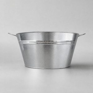 Oval <b>Galvanized</b> Steel Ice <b>Bucket</b> Silver with Side Handles Multipurpose Metal Storage Tub for Bar Restaurant Party Home Kitchen - Product Image 6