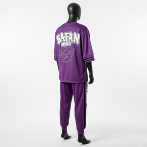 Premium <b>men</b> mesh jersey and jogger pant set 190 GSM lightweight airflow fabric <b>purple</b> training wear with 2 Pieces Sets <b>men's</b> - Product Image 5