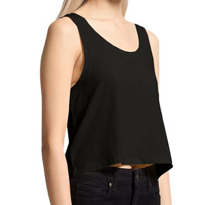 Women Sleeveless Crop <b>Tank</b> <b>Top</b> 100% Cotton Jersey Scoop Neck Loose Fit Casual Summer Blank <b>White</b> Print Design - Product Image 6