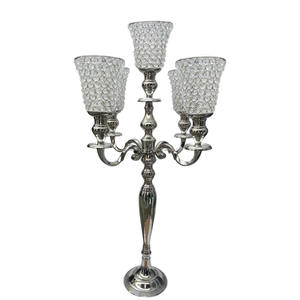 Candelabros 5 brazos con cuenco de flores Chapado en oro Boda Entrada y decoración de piso Candelabros hechos a mano de lujo con cuenco de flores - Product Image 5