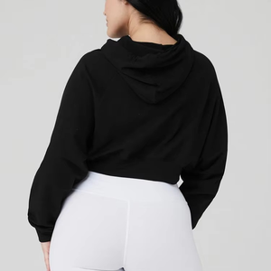 Sudadera con Capucha Corta de Punto de Manga Larga para Mujer, Última Moda de Invierno, 100% Algodón, Sudaderas con Logotipo Personalizado Estampado en Venta - Product Image 5
