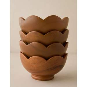 Plateaux décoratifs en bois élégants - Bol à pâte et assiettes pour la présentation de table - Product Image 4